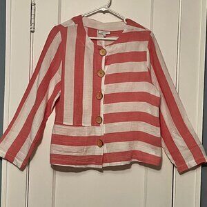 Habitat clothes to live in pink asymmetric stripe button up blouse lagenlook